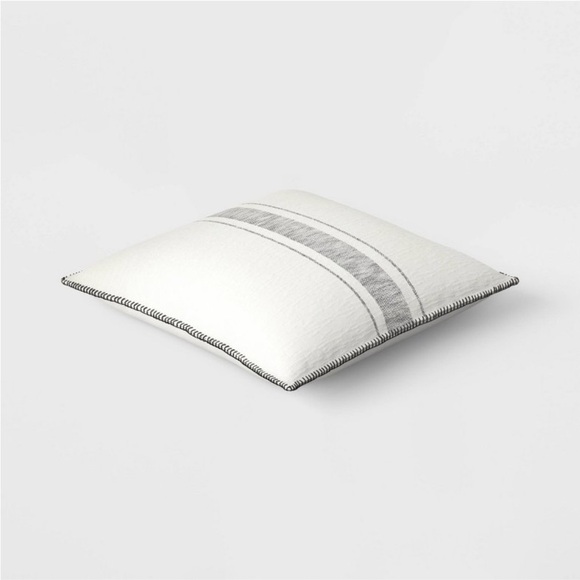 X2 Threshold - Oversized Placed Striped Square Throw Pillow Cream Black set of 2 - Picture 2 of 3